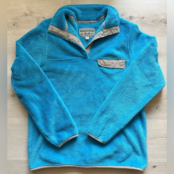 Jachs Cabin Turquoise Blue Sherpa Fleece Pullover Snap Mock Neck Cozy Warm S - Picture 1 of 5